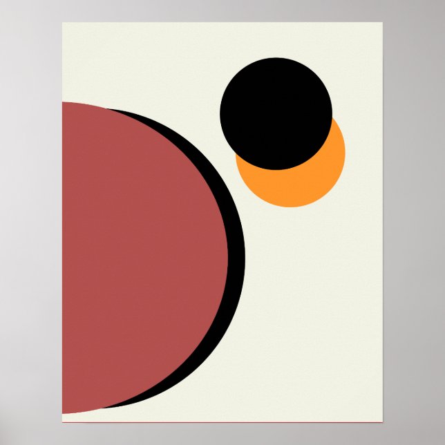 Abstrakte moderne Kunstzirkeln Orange Brown Black Poster (Vorne)