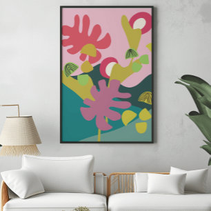 Abstrakte moderne Landschaftskunst rosa Baumplakat Poster