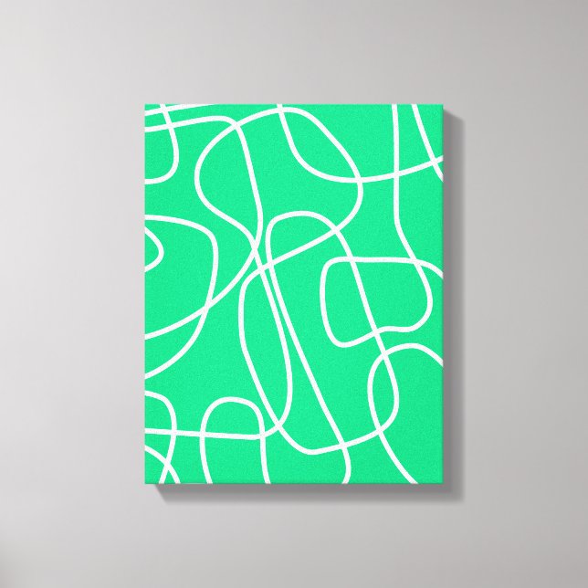 Abstrakte moderne Linienführung Kunst in Grün | KÜ Leinwanddruck (Vorderseite)
