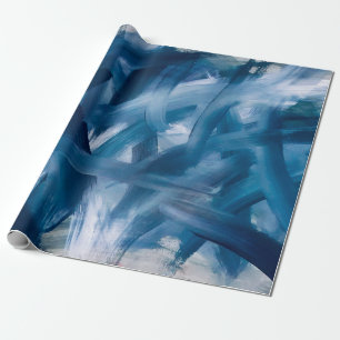 Abstrakte moderne Malerei Landschaft. Blaue Nacht  Geschenkpapier