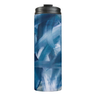 Abstrakte moderne Malerei Landschaft. Blaue Nacht Thermosbecher