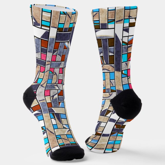 Abstrakte, moderne, minimalistische Kunstlandschaf Socken (Gewinkelt)