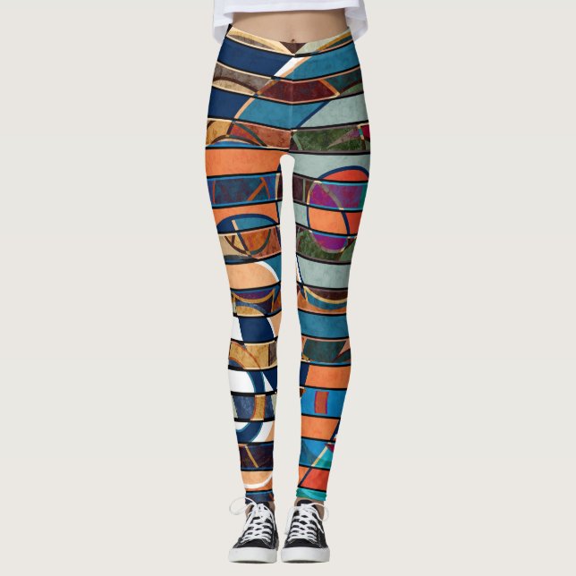 Abstrakte moderne minimalistische Kunstlandschaft Leggings (Vorderseite)
