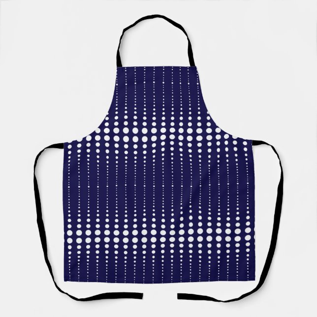 Abstrakte, moderne, navy-weiße Linien dots circe Schürze (Vorderseite)