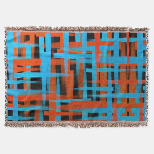 Abstrakte, moderne, orange blaue Pinselstriche Decke (Vorderseite)