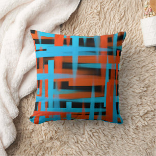 Abstrakte, moderne, orange blaue Pinselstriche Kissen