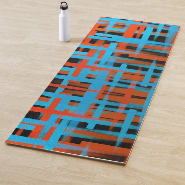 Abstrakte, moderne, orange blaue Pinselstriche Yogamatte (Beispiel)