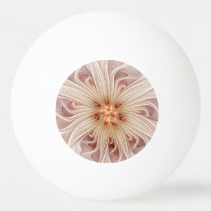 Abstrakte moderne Pfirsich-Pastell-Blumen-Fraktal- Tischtennisball