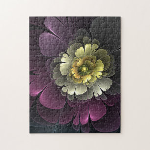 Abstrakte moderne Purpur-Khaki-Grau-Fraktal-Blume