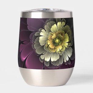 Abstrakte moderne Purpur-Khaki-Grau-Fraktal-Blume