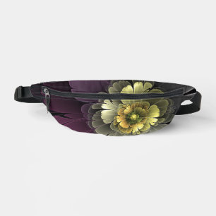 Abstrakte moderne Purpur-Khaki-Grau-Fraktal-Blume Bauchtasche