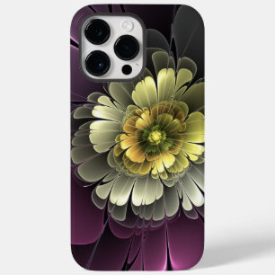 Abstrakte moderne Purpur-Khaki-Grau-Fraktal-Blume Case-Mate iPhone 14 Pro Max Hülle