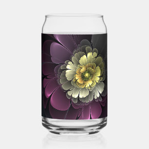 Abstrakte moderne Purpur-Khaki-Grau-Fraktal-Blume Dosenglas