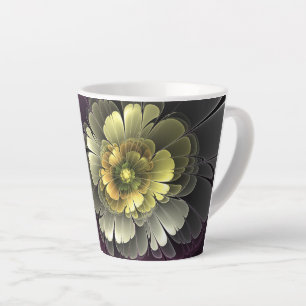 Abstrakte moderne Purpur-Khaki-Grau-Fraktal-Blume Milchtasse