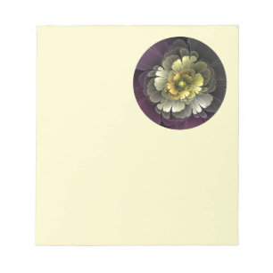 Abstrakte moderne Purpur Khaki-Grau Fraktal-Blume Notizblock