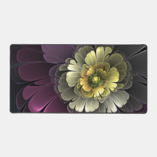 Abstrakte moderne Purpur-Khaki-Grau-Fraktal-Blume Schreibtischunterlage