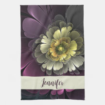 Abstrakte moderne Purpur Khaki Graue Blume Name