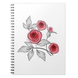 Abstrakte moderne Rose Blume Rot-Graublüte Notizblock