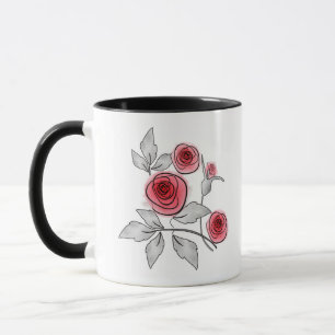 Abstrakte moderne Rose Blume Rot-Graublüte Tasse