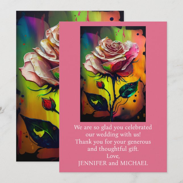 Abstrakte moderne Rosen Danke Karte (Vorne/Hinten)