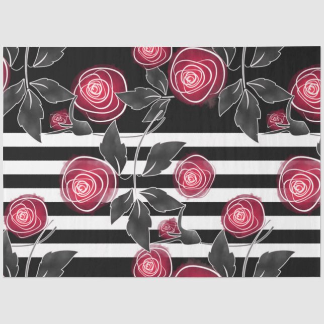 Abstrakte moderne rote Rosen Blätter skizzierten B Seidenpapier (Vorderseite)