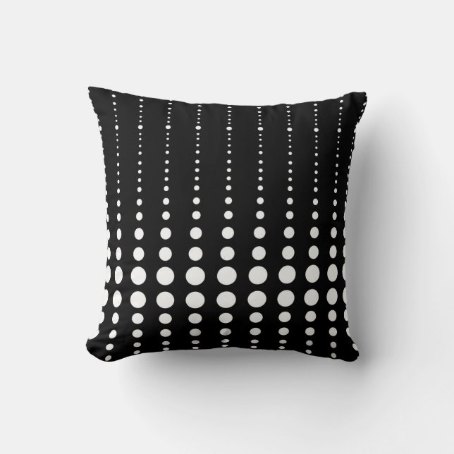 Abstrakte moderne, Schwarz-weiße Linien dots cir Kissen (Vorderseite)