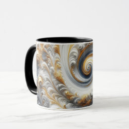 Abstrakte moderne wirbelnde Gold-, Schwarz- und We Tasse