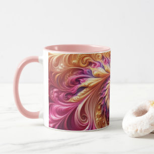 Abstrakte moderne wirbelnde rosa, gold und lila  tasse