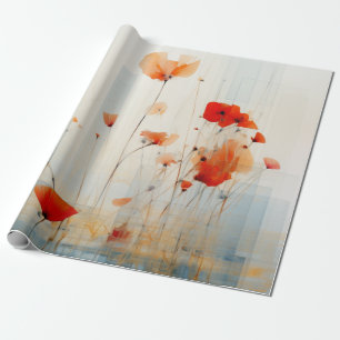 Abstrakte Mohnblumen im modernen geometrischen Sti Geschenkpapier