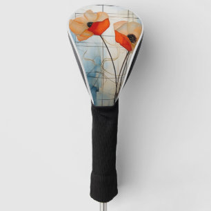 Abstrakte Mohnblumen im modernen geometrischen Sti Golf Headcover