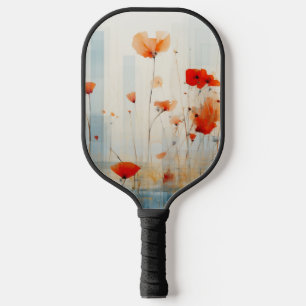 Abstrakte Mohnblumen in modernem geometrischen Sti Pickleball Schläger