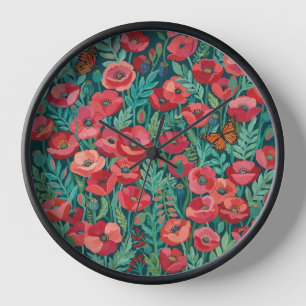 Abstrakte Mohnblumen Monarchen Art Uhren