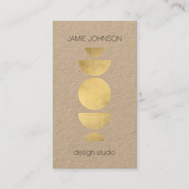 Abstrakte Mondphasen Geometrische Art Gold/Kraft Visitenkarte (Vorderseite)