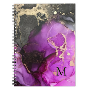 Abstrakte Monogramm Rosa Schwarze Gold Alkoholfarb Notizblock