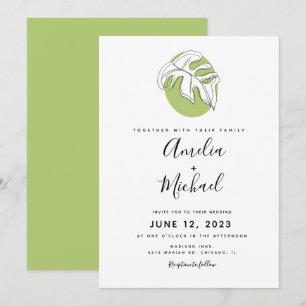 Abstrakte Monstera Hand Drawn Botanische Vegetatio Einladung