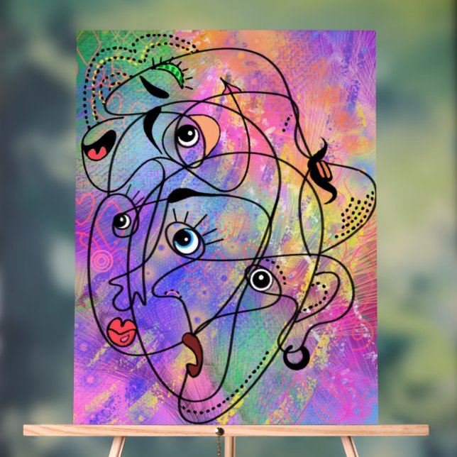 Abstrakte Mood Faces Art Acrylic-Zeichen Acrylschild (Neutral)