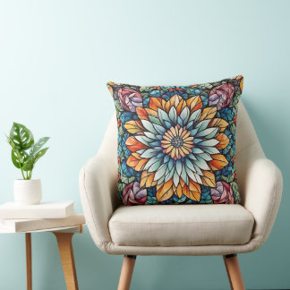 Abstrakte Mosaik-Blume Kaleidoskop Kissen