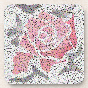 Abstrakte Mosaik-Blume Rose Rosa Graue Blüte Getränkeuntersetzer