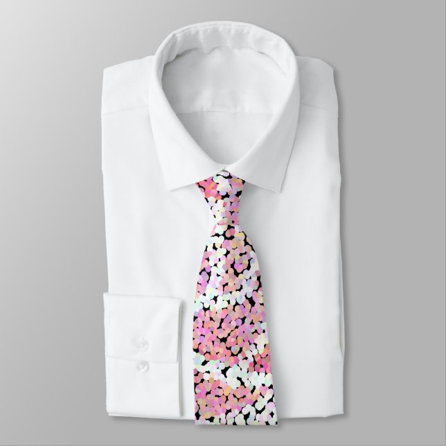 Abstrakte Mosaik-Blume Rose Rosa Graue Blüte Krawatte (Gebunden)