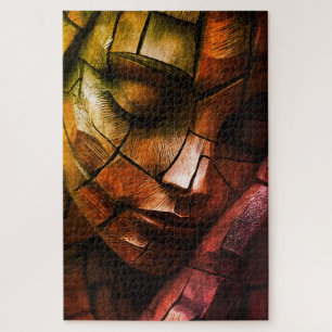 Abstrakte Mosaik Feminine Face Wall Art - Textil