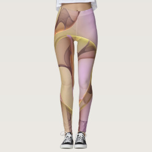 Abstrakte Motive Modernes Rosa Goldenes Fraktal Ku Leggings