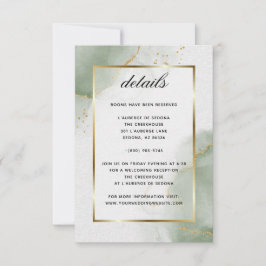 Abstrakte Mute Sage Gold - Marmordetails RSVP Karte