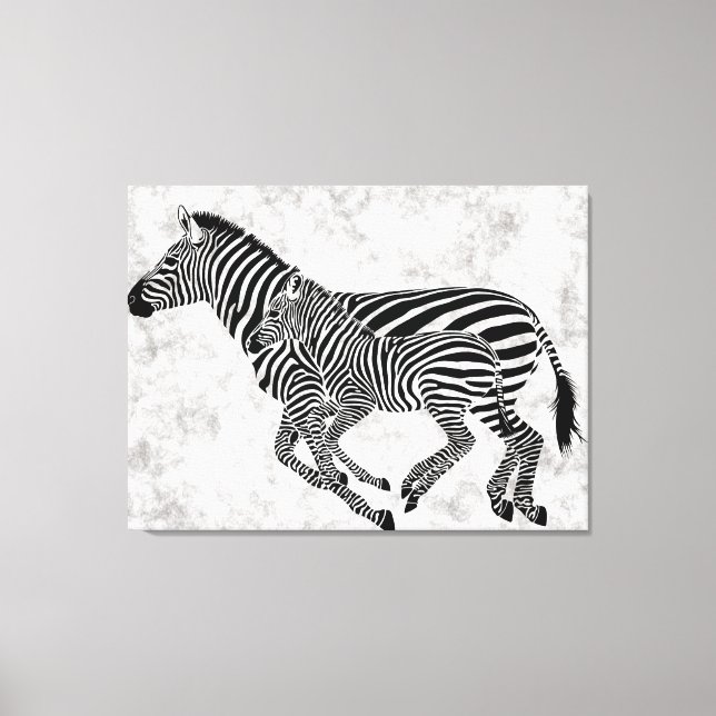 Abstrakte Mutter und Kind Zebras Leinwanddruck (Vorderseite)