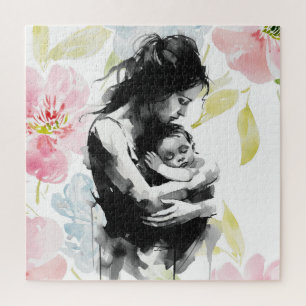 Abstrakte Mutter- und Kinderfarbe und Aquarell