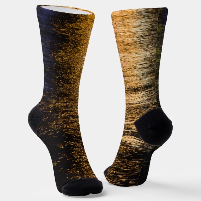 Abstrakte Nachtlichter Meeresspiegelung glänzender Socken (Gewinkelt)