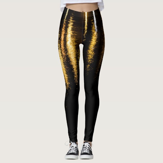 Abstrakte Nachtlichter Meerglanz-Reflexion Leggings (Vorderseite)