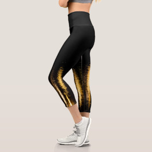 Abstrakte Nachtlichter Schwarz Capri Leggings