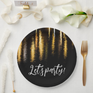 Abstrakte Nachtlichter Schwarzes Party Pappteller