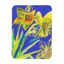Abstrakte Nadelöle Gelbe Blauen Blumen Blumenstrau Magnet