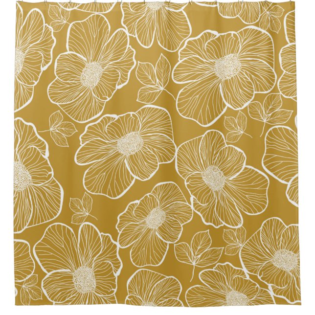 Abstrakte nahtlose Blumenmuster. Blume Duschvorhang (Vorderseite)